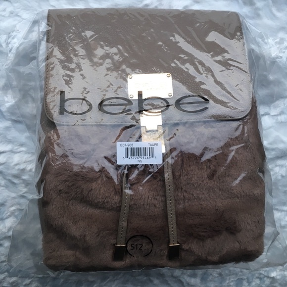 🌼bebe Dorothea Backpack Soft Faux Fur Taupe🌸🎒🎓 - Picture 7 of 8